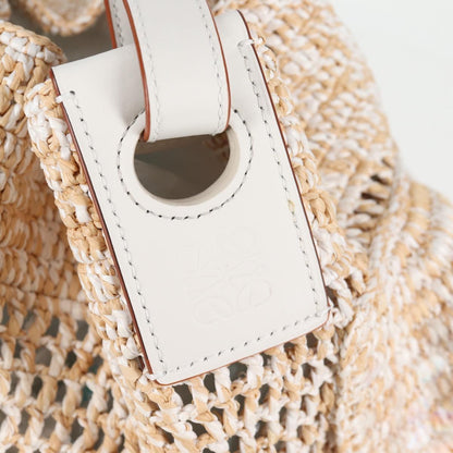 Loewe Sequin Balloon Shoulder Bag Raffia Beige Gold
