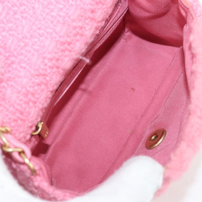 Chanel Matelasse Chain Shoulder Bag Wool Pink Gold Cc