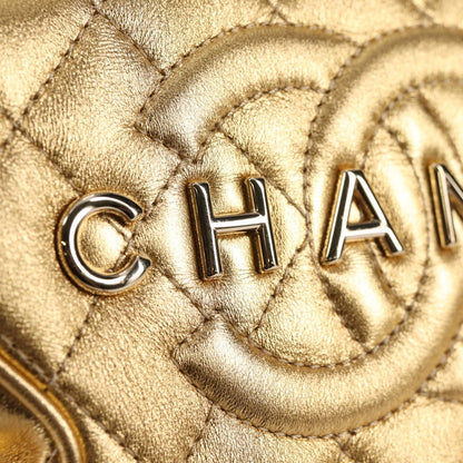Chanel Matelasse Chain Shoulder Bag Leather Gold Cc