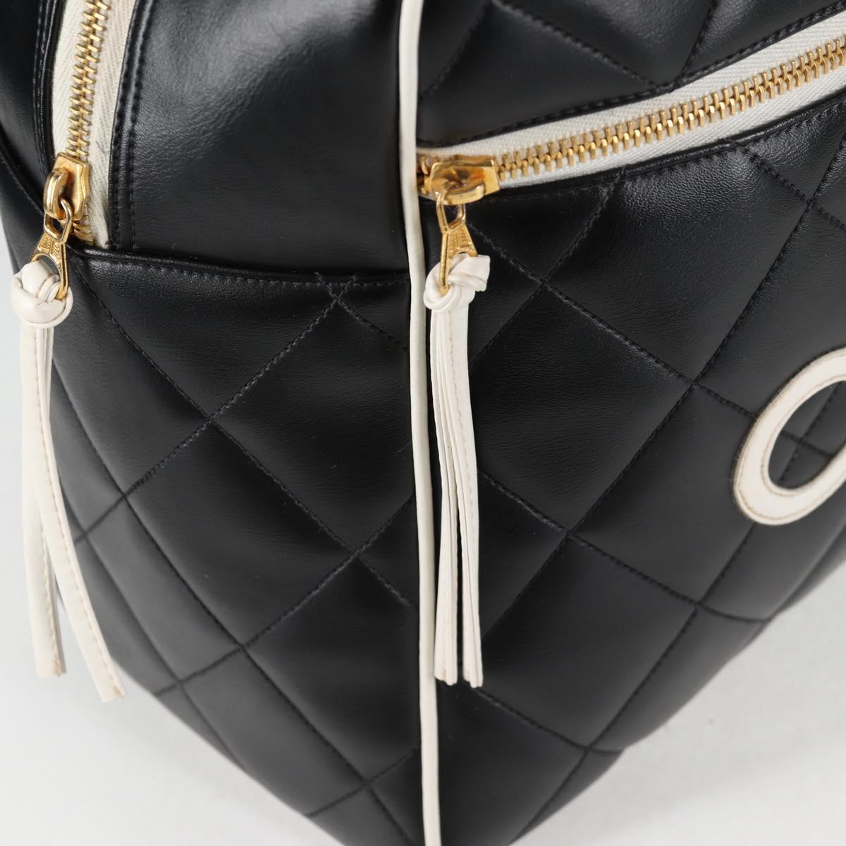 Chanel Matelasse Boston Bag Calf Skin Black Cc