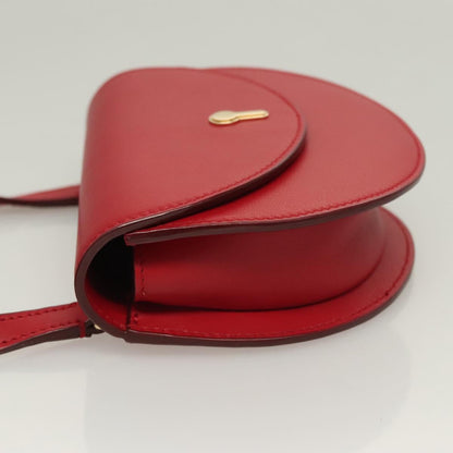 Bally Shoulder Bag Leather Red Gold