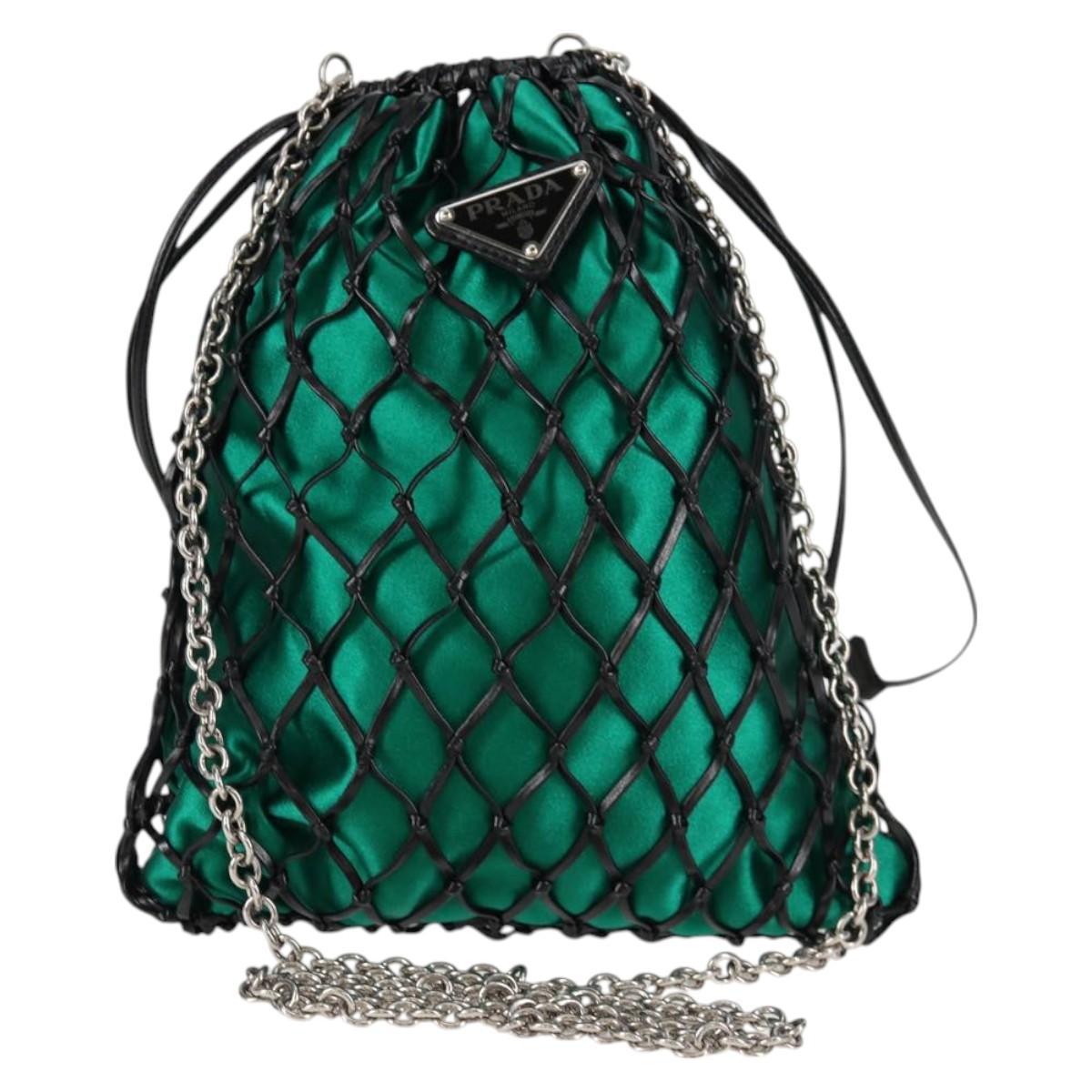 Prada Chain Shoulder Bag Satin Green