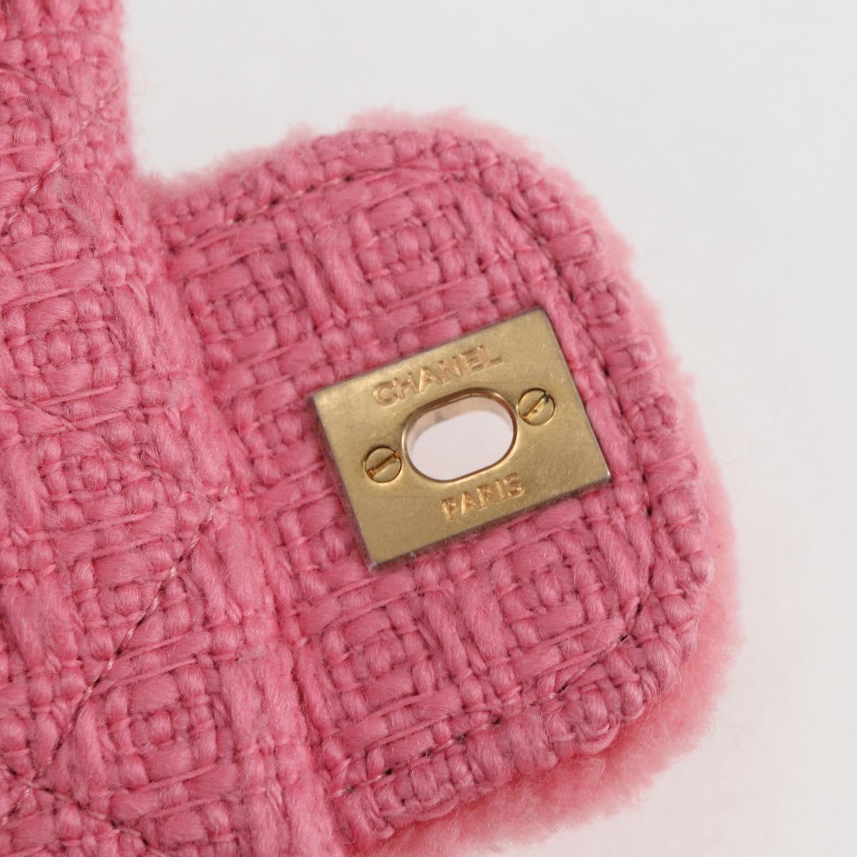 Chanel Matelasse Chain Shoulder Bag Wool Pink Gold Cc
