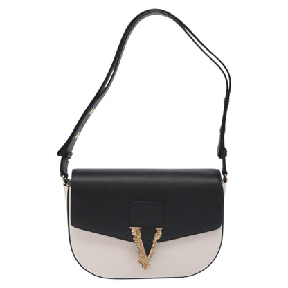 Versace Shoulder Bag Leather Black Gold White