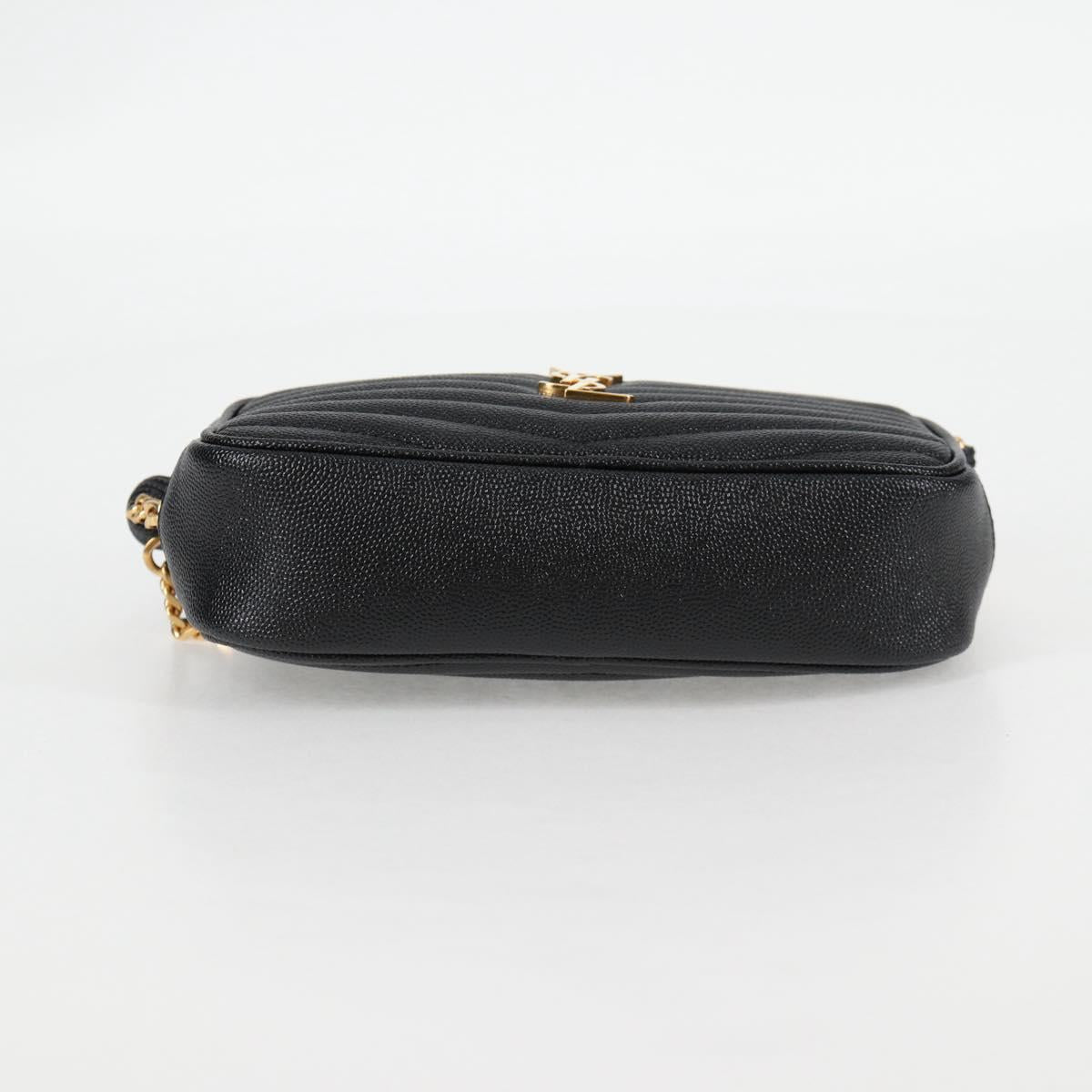 Saint Laurent Chain Lou Mini Shoulder Bag Leather Black Gold
