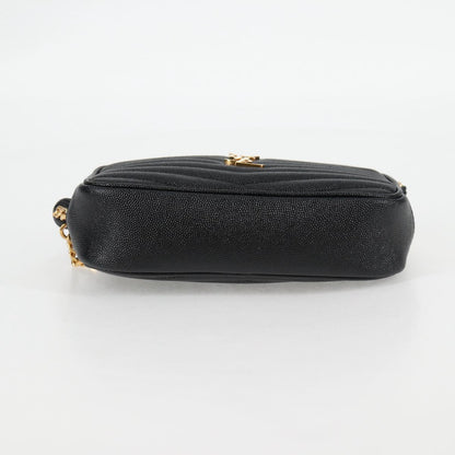 Saint Laurent Chain Lou Mini Shoulder Bag Leather Black Gold
