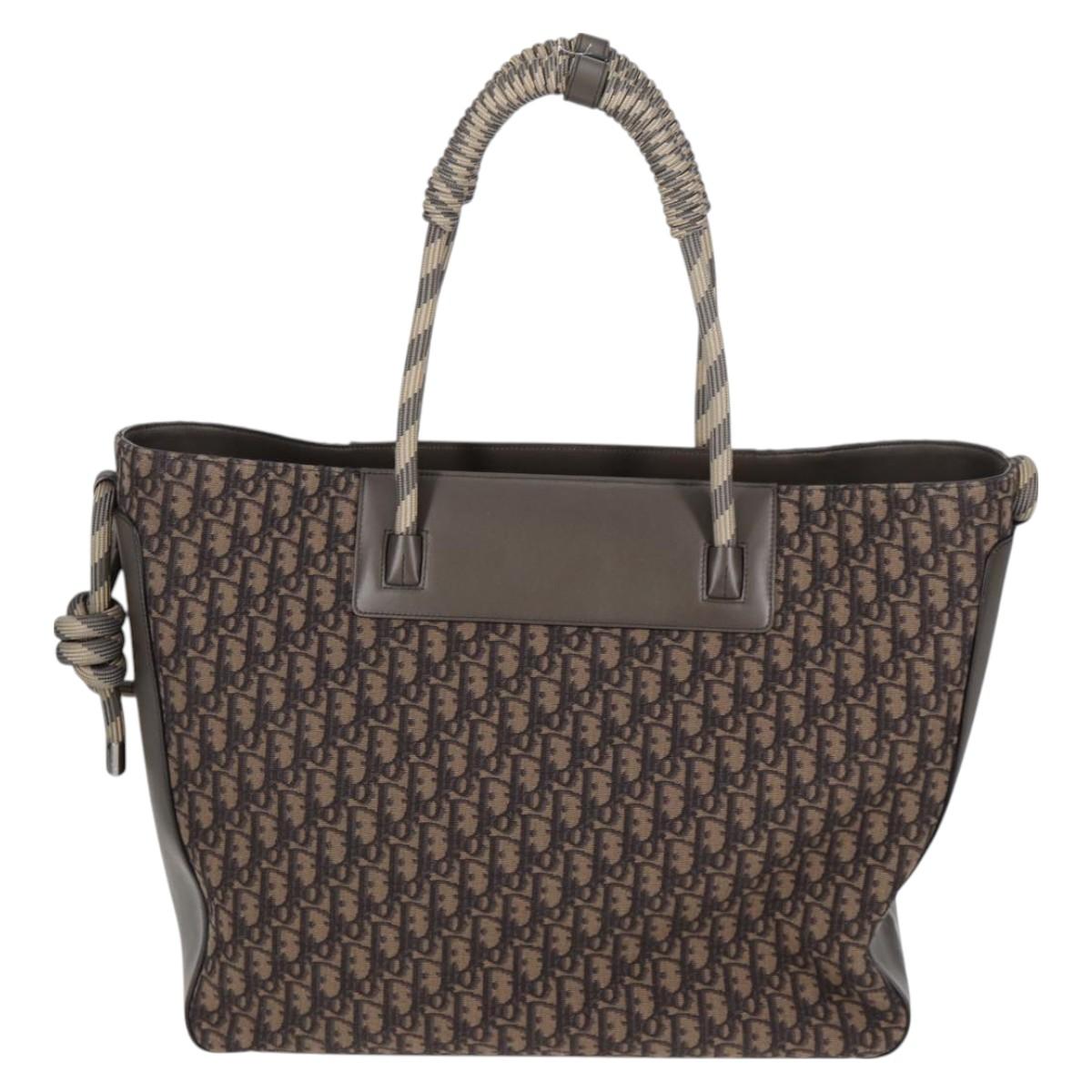 Christian Dior Tote Bag Trotter Canvas Gray Silver