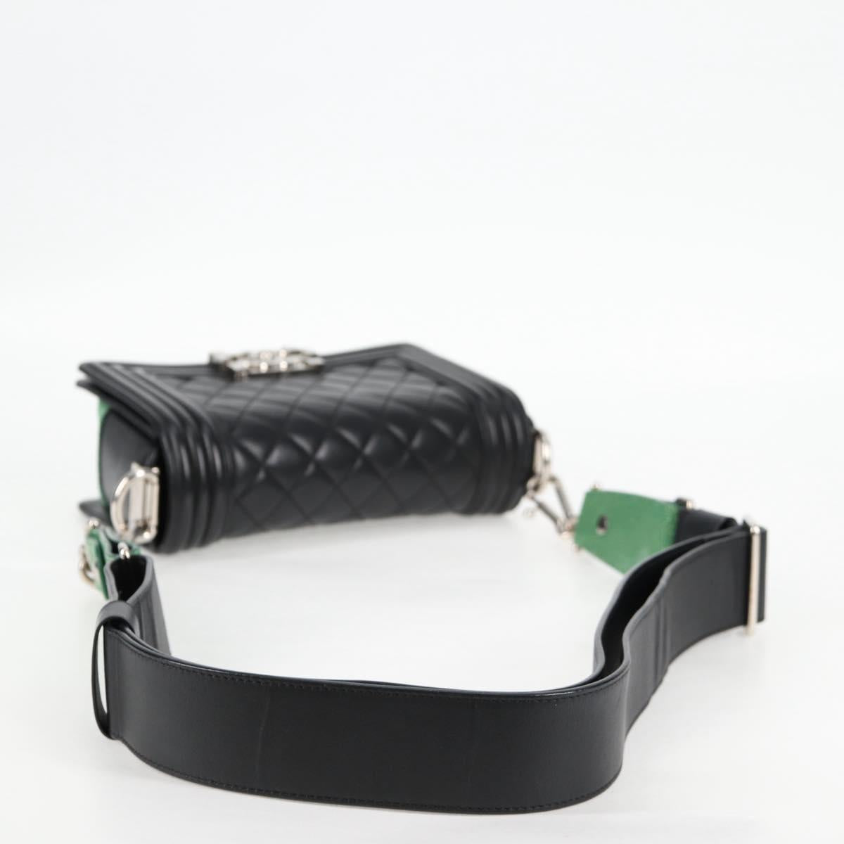 Chanel Chain Boy Chanel Shoulder Bag Lamb Skin Black Silver Cc