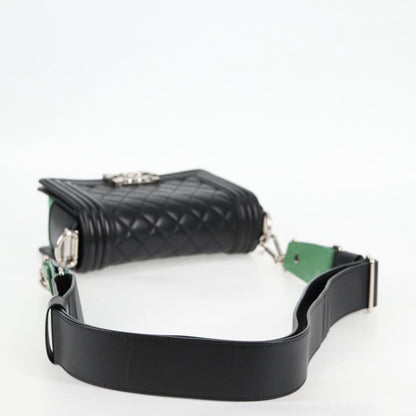 Chanel Chain Boy Chanel Shoulder Bag Lamb Skin Black Silver Cc