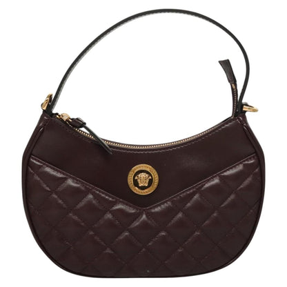 Versace Shoulder Bag Leather 2WAY Brown Gold