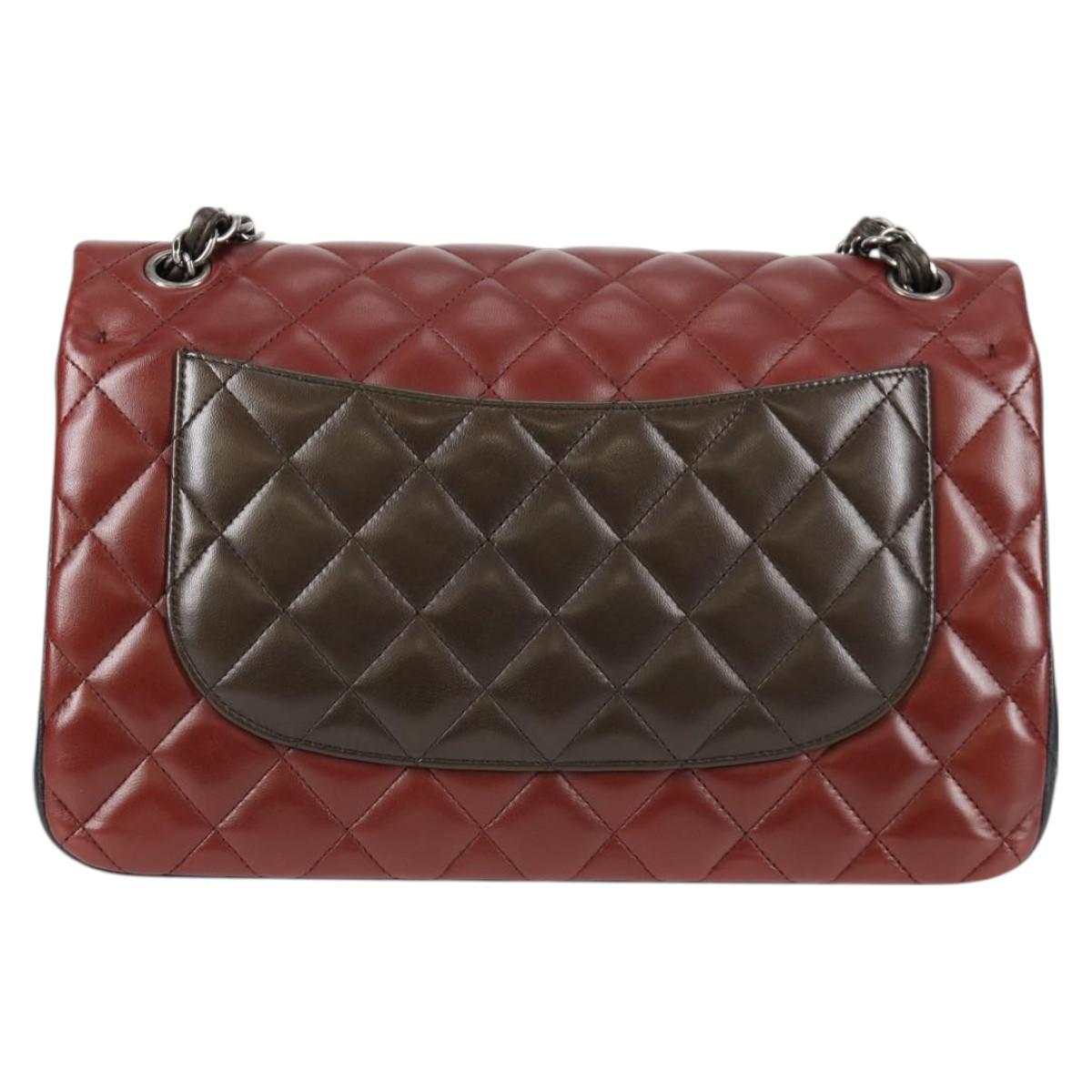 Chanel Big Matelasse Chain Shoulder Bag Lamb Skin Brown Cc