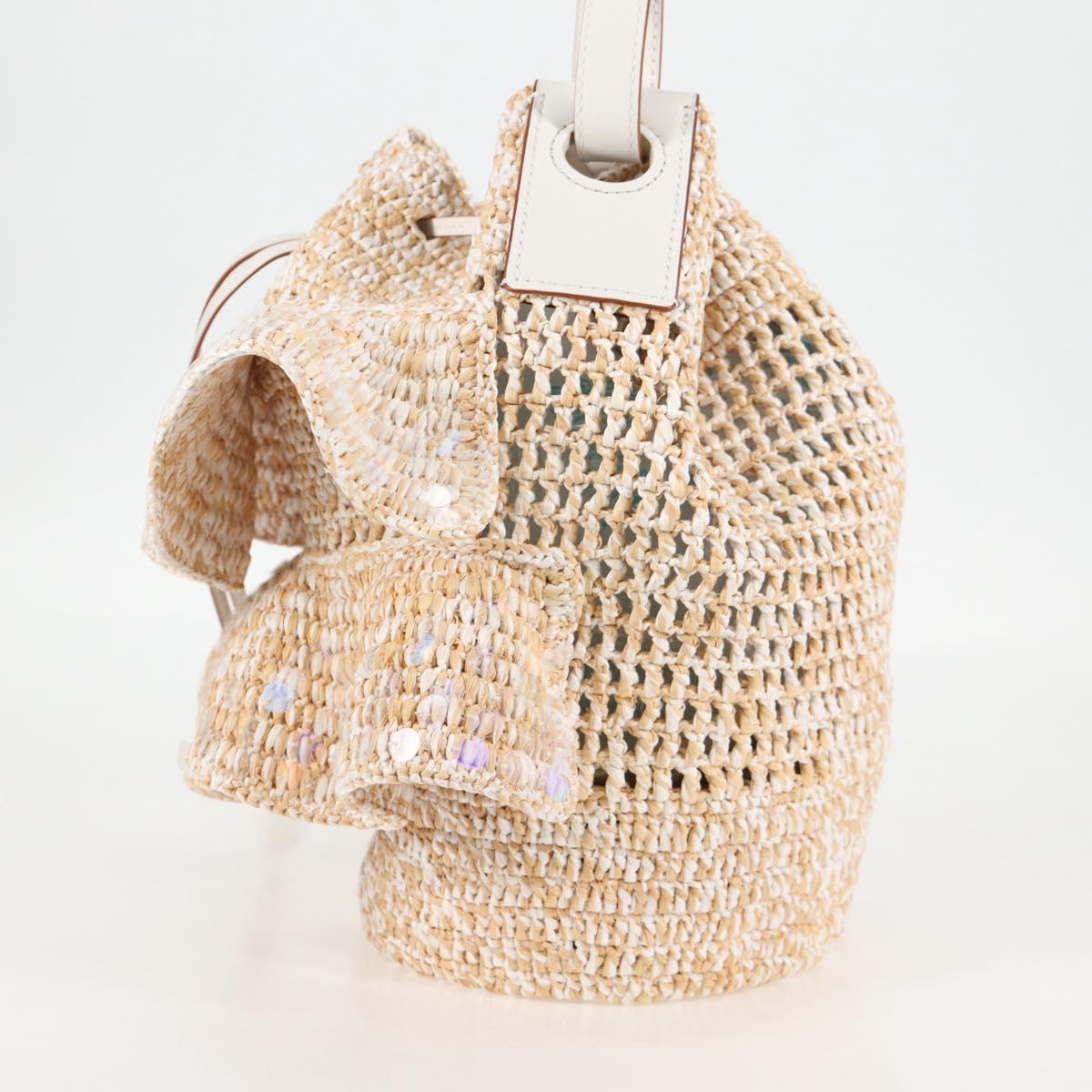 Loewe Sequin Balloon Shoulder Bag Raffia Beige Gold