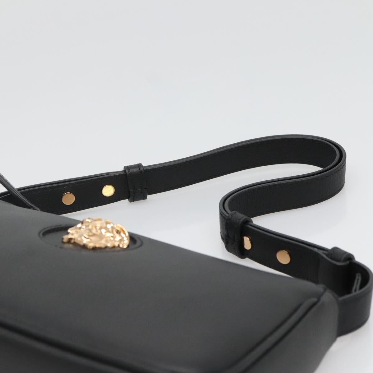 Versace Shoulder Bag Leather Black Gold