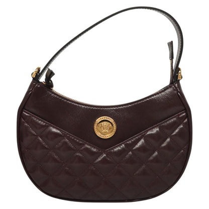 Versace Shoulder Bag Leather 2WAY Brown Gold