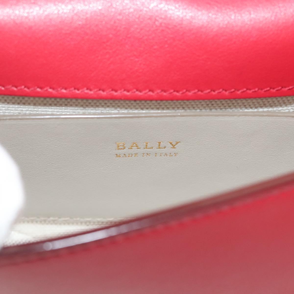 Bally Shoulder Bag Leather Red Gold