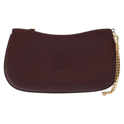 Cartier Must Line Chain Pouch Leather Bordeaux Gold