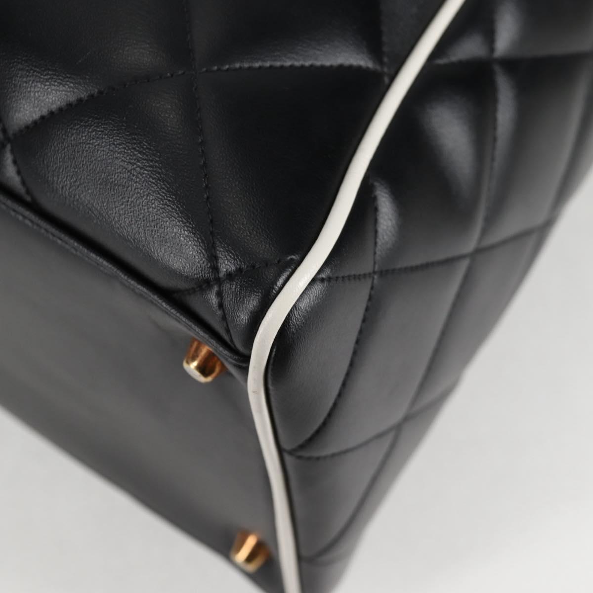 Chanel Matelasse Boston Bag Calf Skin Black Cc