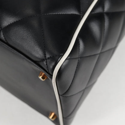 Chanel Matelasse Boston Bag Calf Skin Black Cc