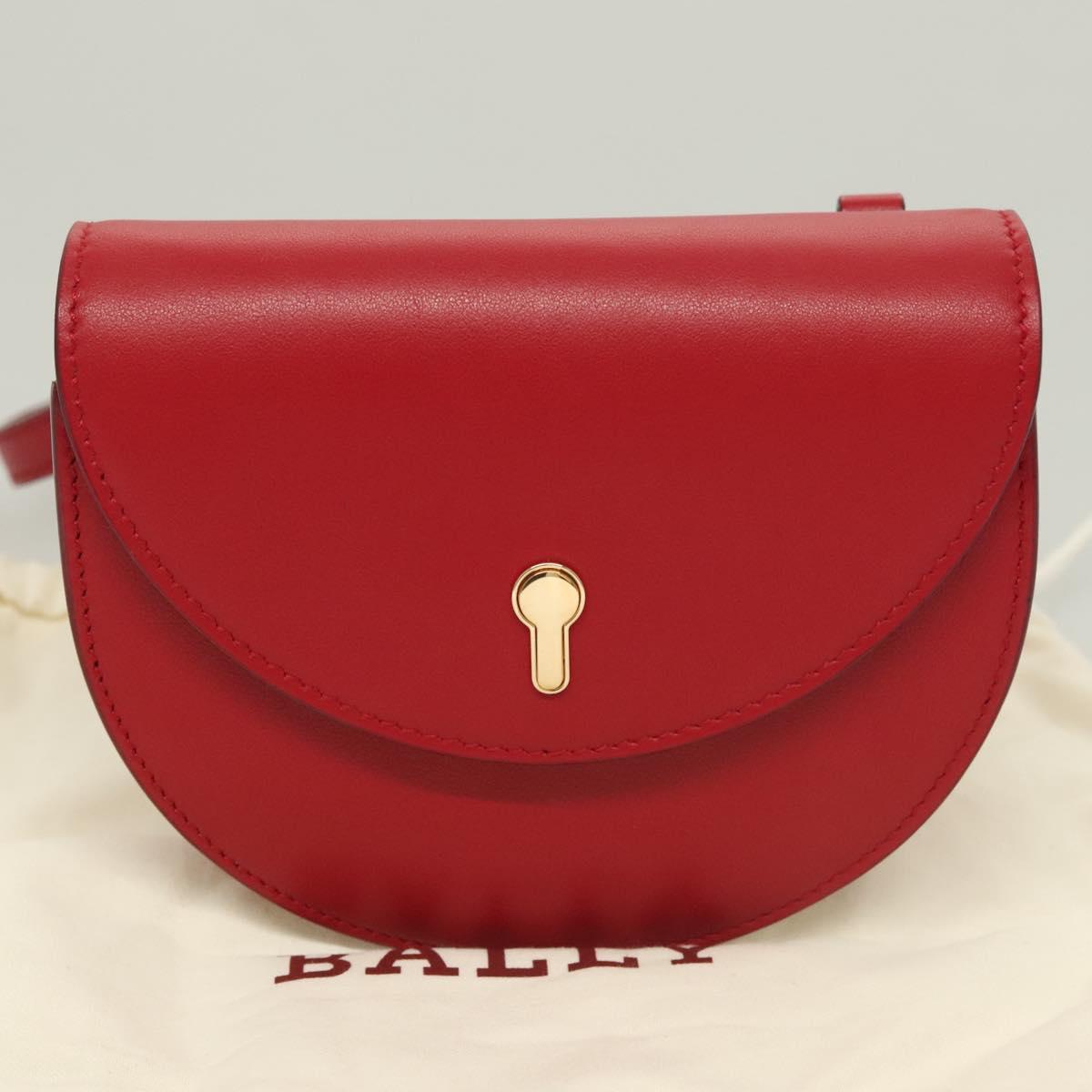 Bally Shoulder Bag Leather Red Gold
