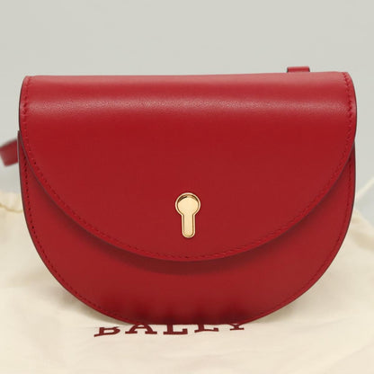 Bally Shoulder Bag Leather Red Gold