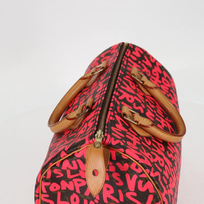 Louis Vuitton Monogram Graffiti Speedy 30 Hand Bag Pink M93704 Lv