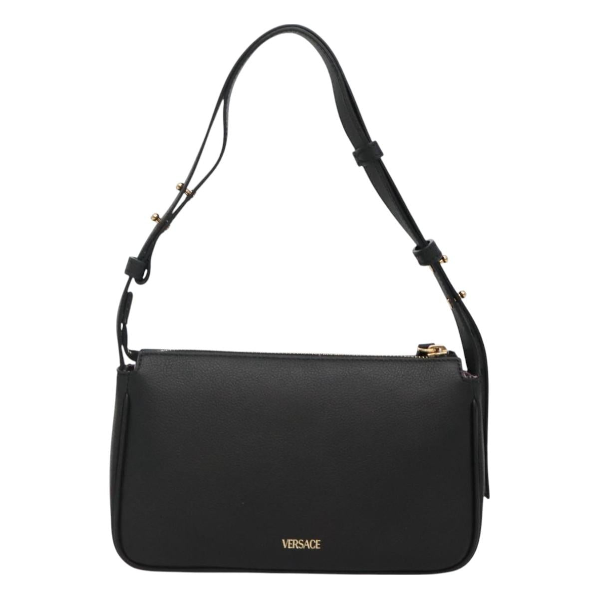 Versace Shoulder Bag Leather Black Gold