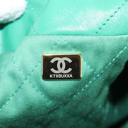 Chanel Chain Chanel 22 Shoulder Bag Lamb Skin Green Gold Cc
