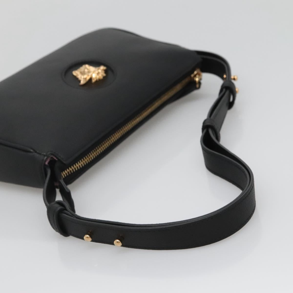 Versace Shoulder Bag Leather Black Gold