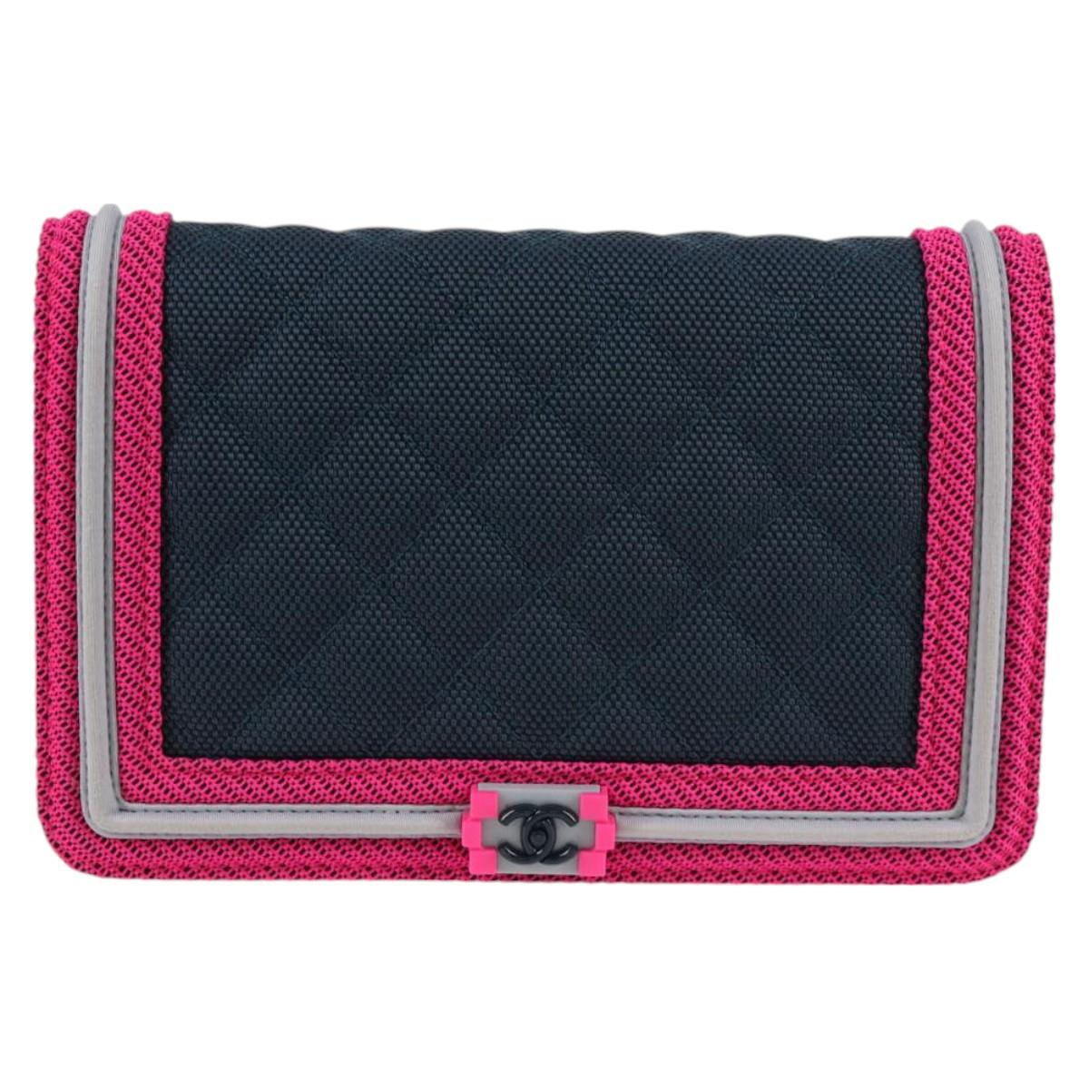 Chanel Chain Matelasse Boy Chanel Shoulder Bag Canvas Navy Cc