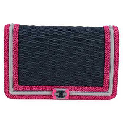 Chanel Chain Matelasse Boy Chanel Shoulder Bag Canvas Navy Cc