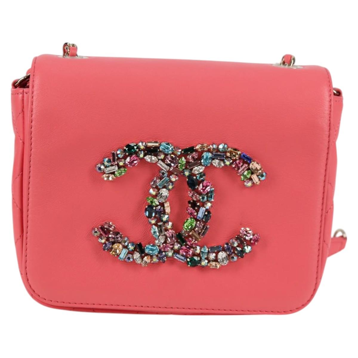 Chanel Matelasse Bijoux Chain Shoulder Bag Lamb Skin Pink Gold Cc