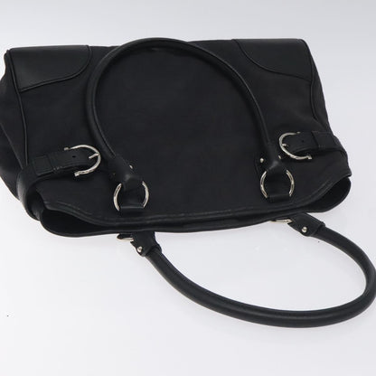 Salvatore Ferragamo Gancini Hand Bag Nylon Black Silver