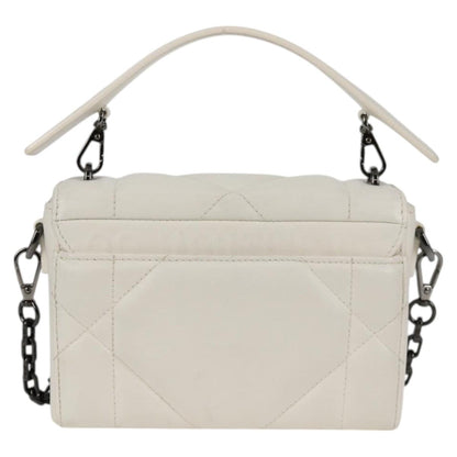 Christian Dior Chain Shoulder Bag Leather 2WAY White Silver