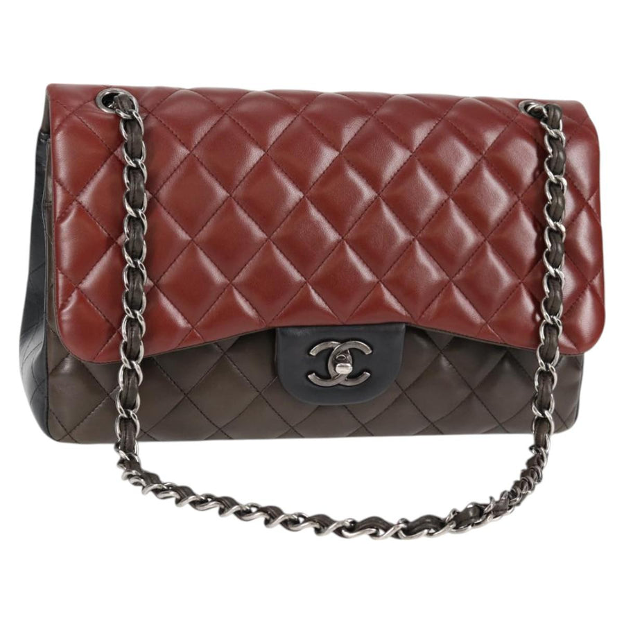 Chanel Big Matelasse Chain Shoulder Bag Lamb Skin Brown Cc