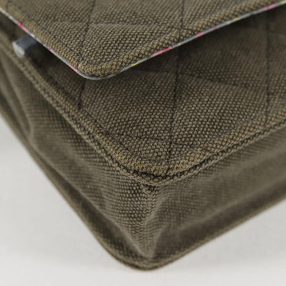 Chanel Matelasse Chain Shoulder Bag Canvas Green Gold Cc
