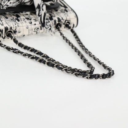 Chanel Chain Coco Mark Choco Bar Shoulder Bag Satin Black White Cc