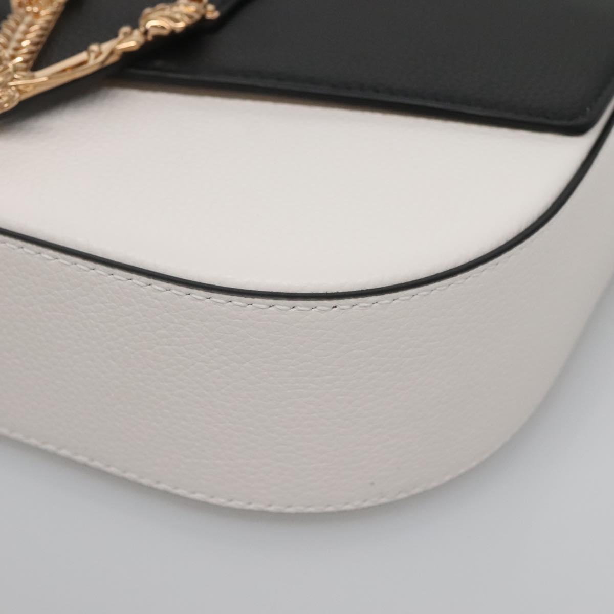 Versace Shoulder Bag Leather Black Gold White