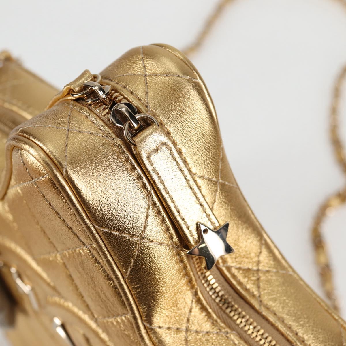 Chanel Matelasse Chain Shoulder Bag Leather Gold Cc