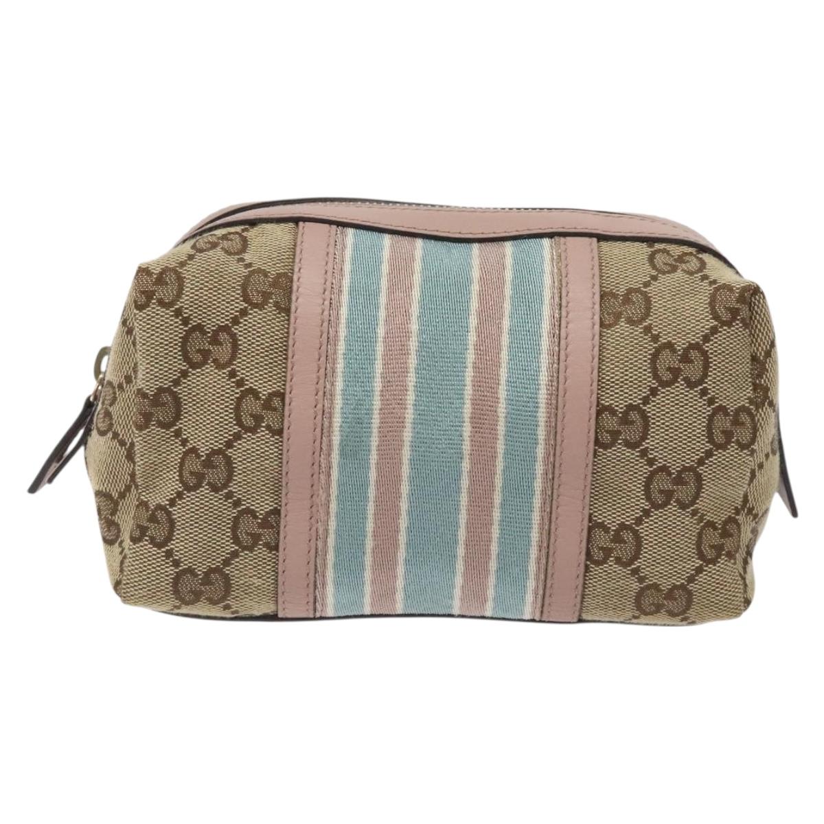 Gucci Gg Canvas Pouch Beige Gold 256636