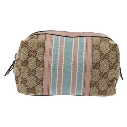 Gucci Gg Canvas Pouch Beige Gold 256636