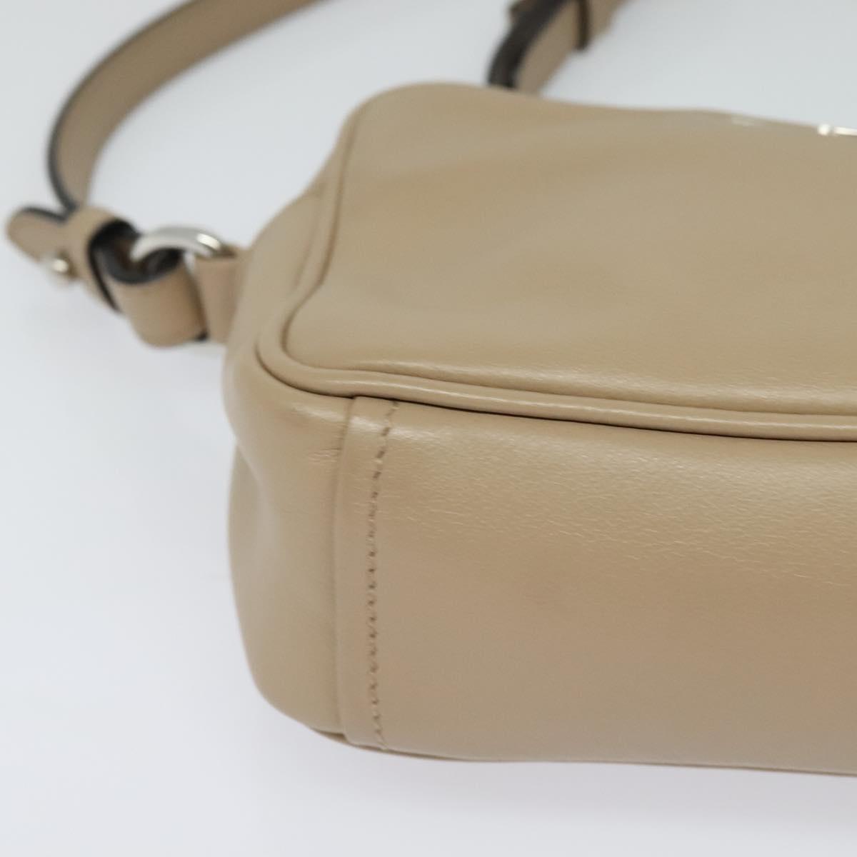 Prada Shoulder Bag Leather Beige Silver