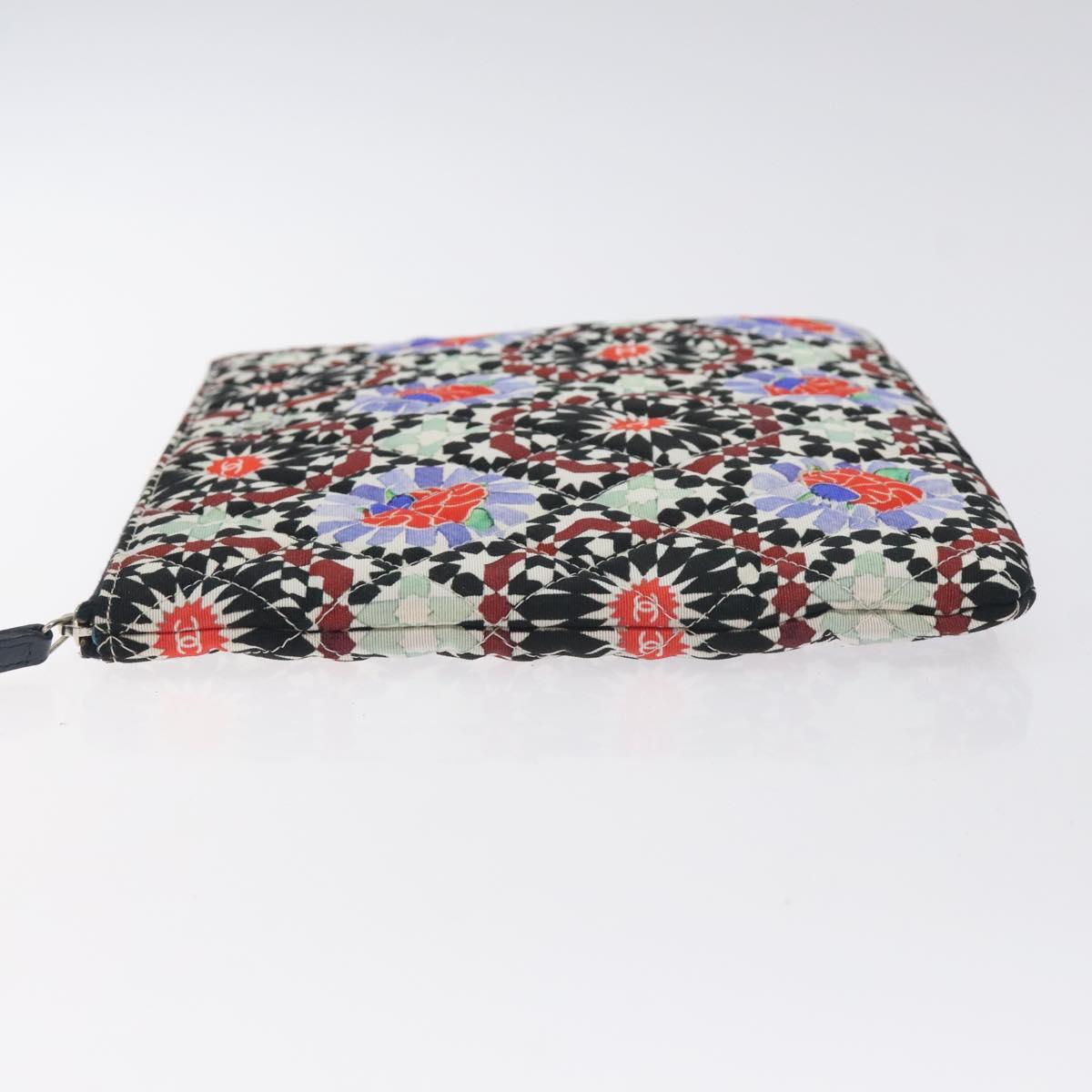 Chanel Christmas Clutch Bag Nylon Black Silver Cc