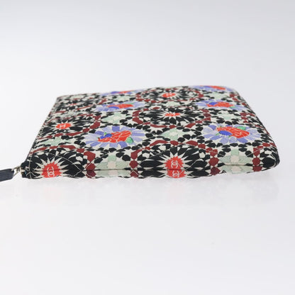 Chanel Christmas Clutch Bag Nylon Black Silver Cc