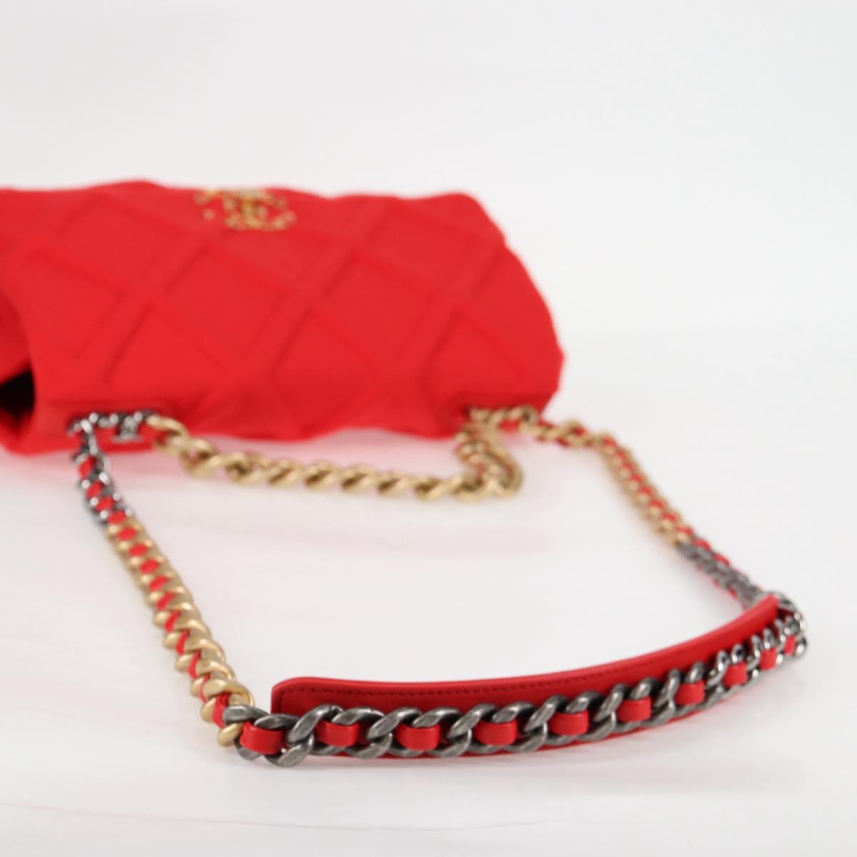 Chanel Chain Shoulder Bag Cotton 2WAY Red Gold Silver Cc