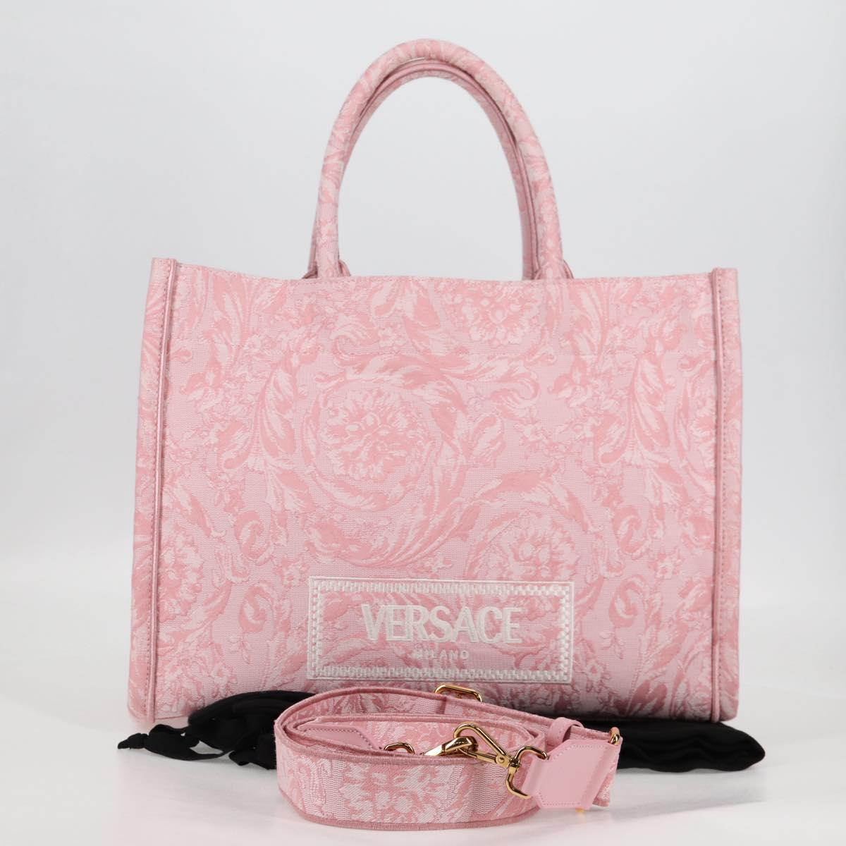 Versace Athena Barocco Tote Bag Canvas 2WAY Pink