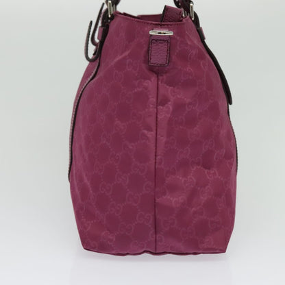 Gucci Gg Canvas Guccissima Hand Bag Nylon 2WAY Pink Silver 387067