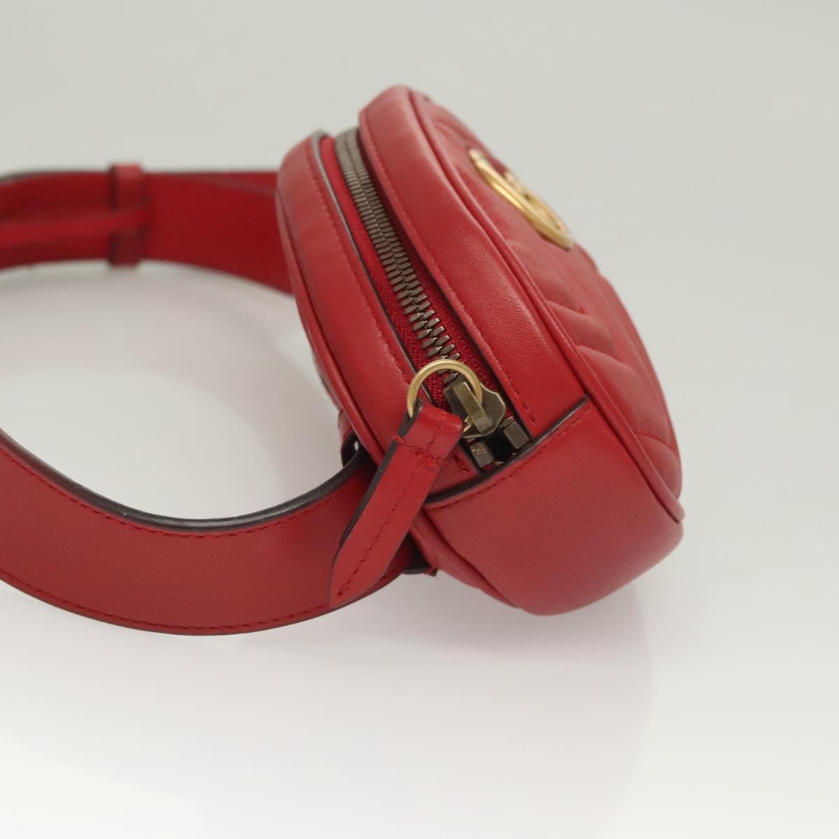 Gucci Gg Marmont Waist Bag Leather Red Gold 476434