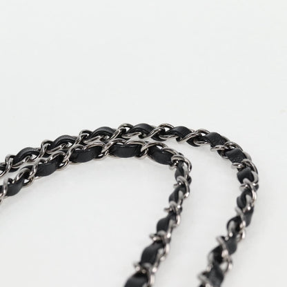 Chanel Chain Coco Mark Choco Bar Shoulder Bag Satin Black White Cc
