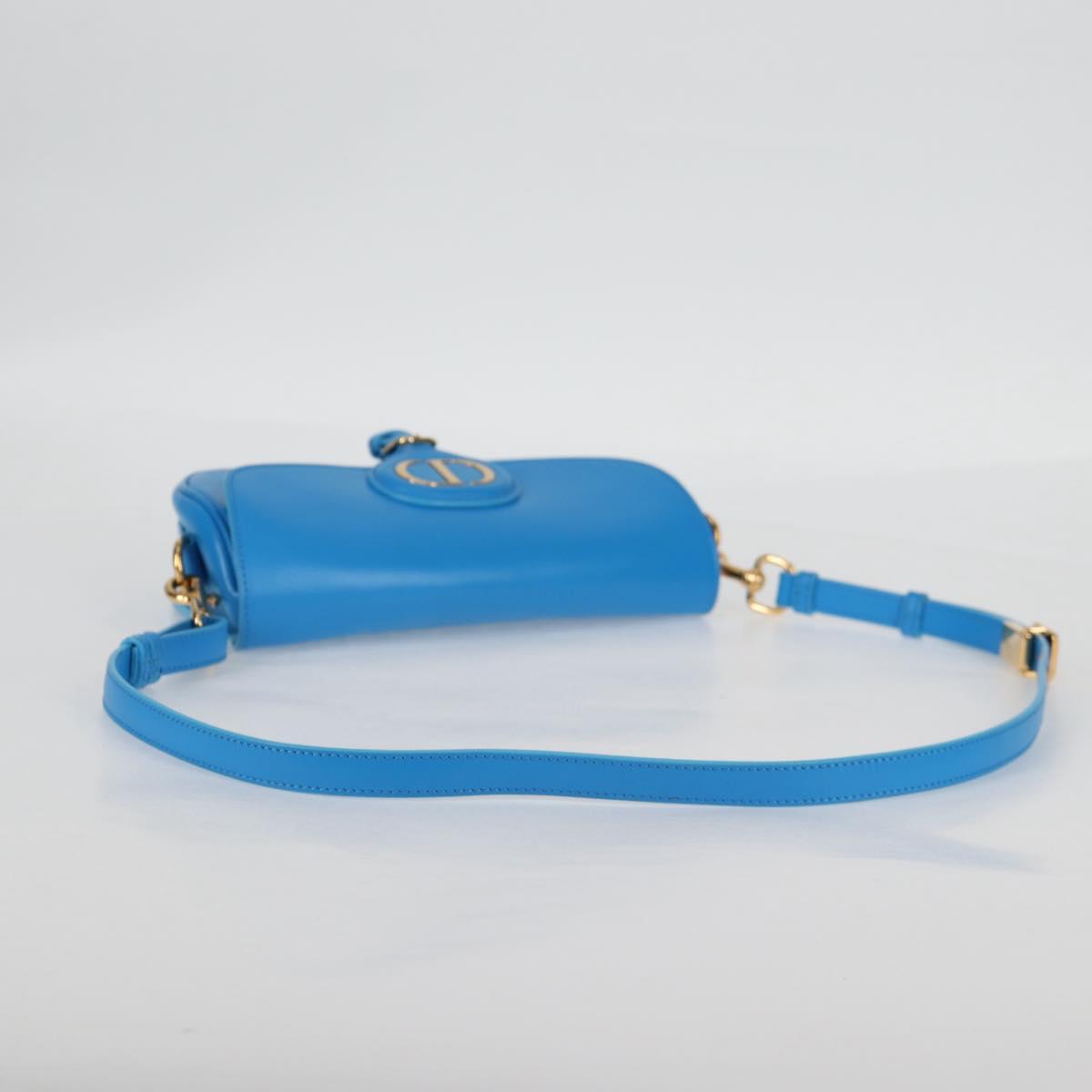 Christian Dior Bobby East West Shoulder Bag Leather Blue Gold