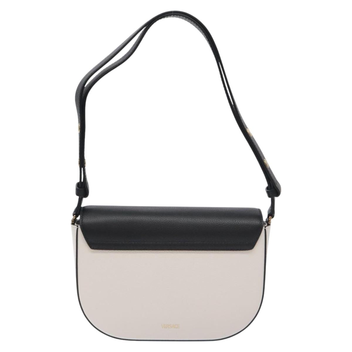 Versace Shoulder Bag Leather Black Gold White